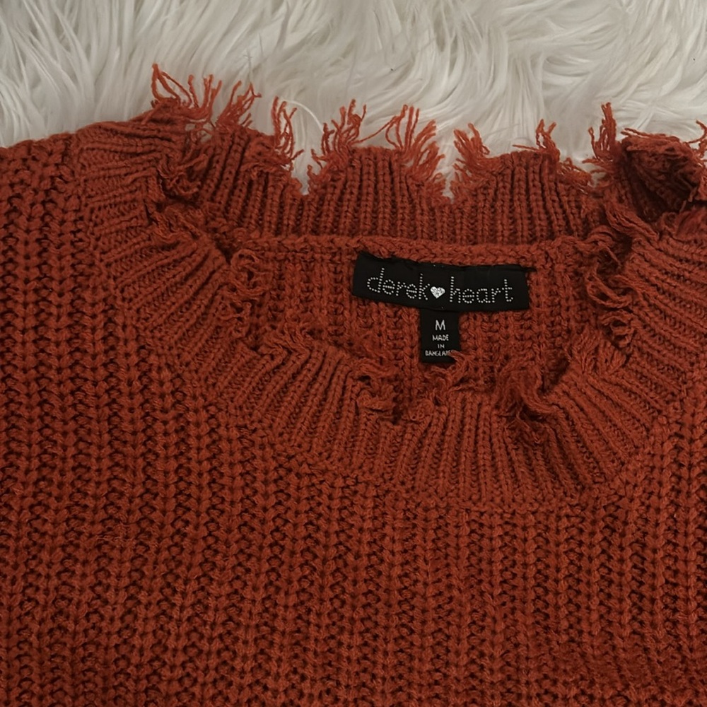 Derek Heart Distressed Crop Sweater